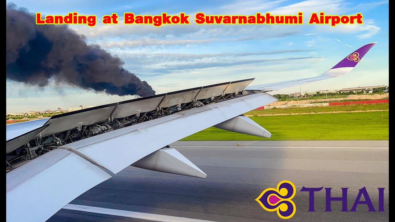 THAI Airways Landing at Bangkok Suvarnabhumi Airport #การบินไทย #suvarnabhumiairport