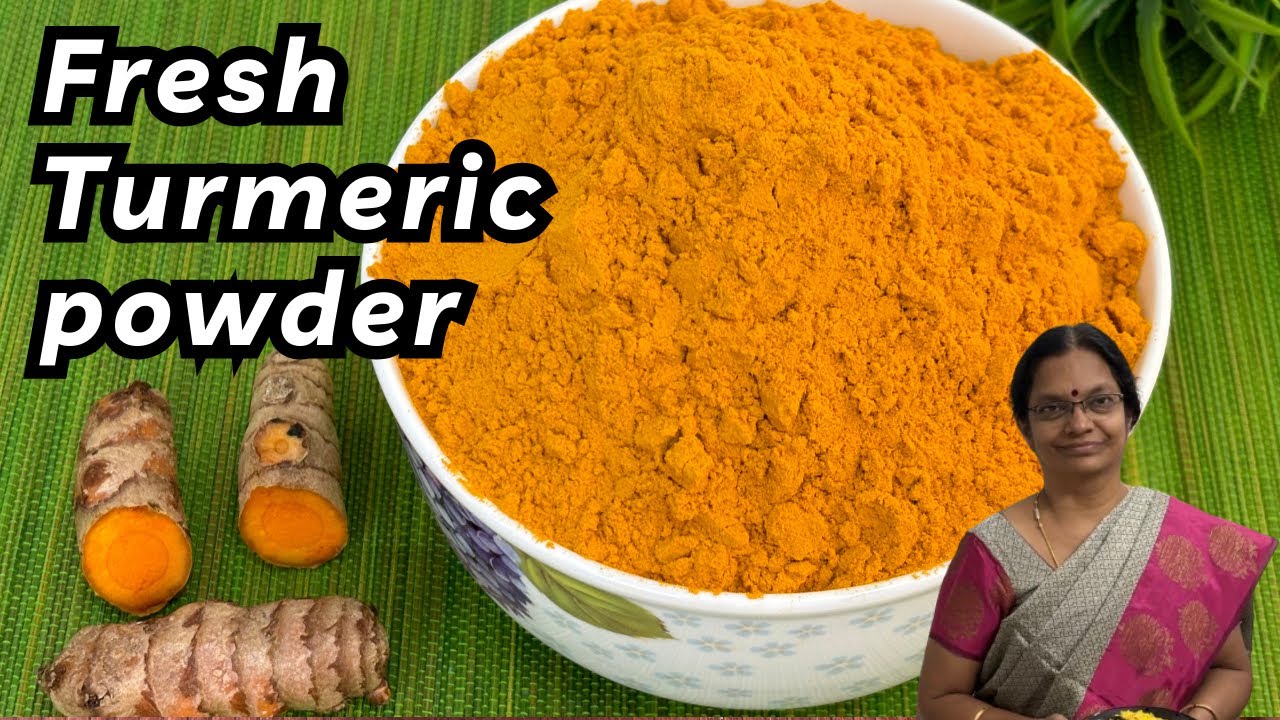 Manjal podi / Fresh organic Manjal podi /மஞ்சள் கிழங்கிலிருந்து மஞ்சள் பொடி / Turmeric powder