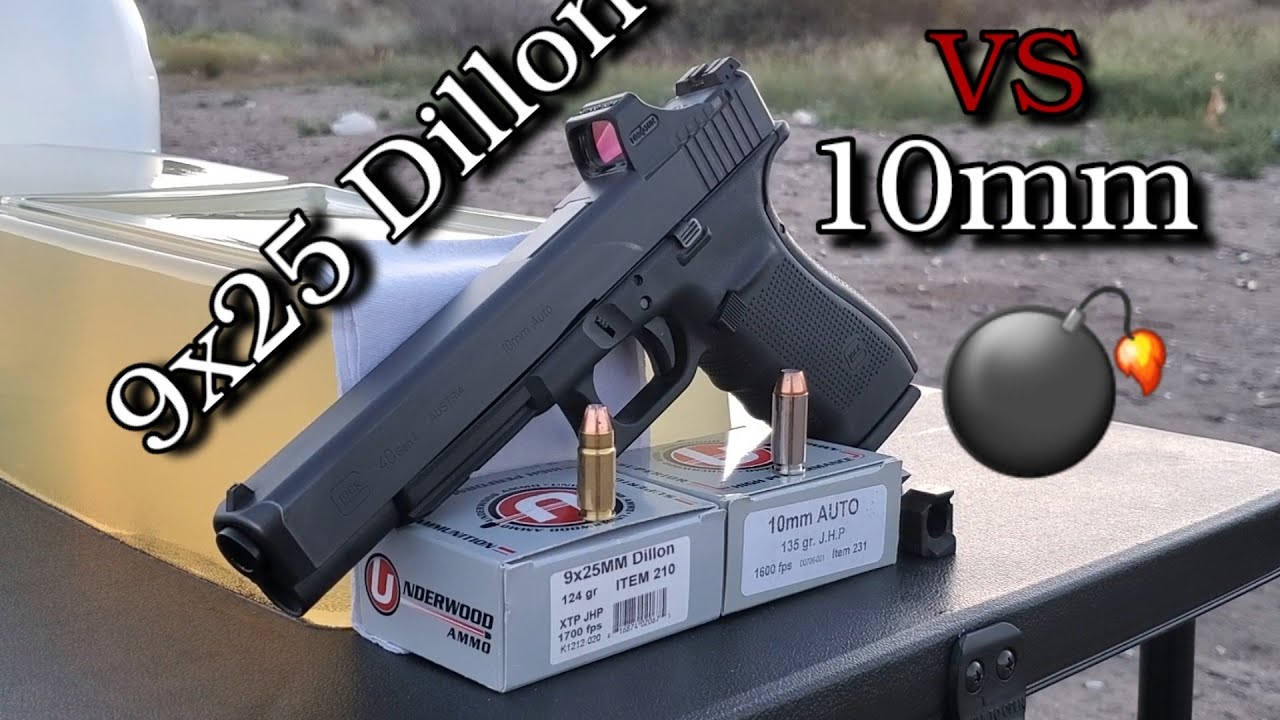 Тест на баллистический гель Dillon 9x25 мм против 10 мм