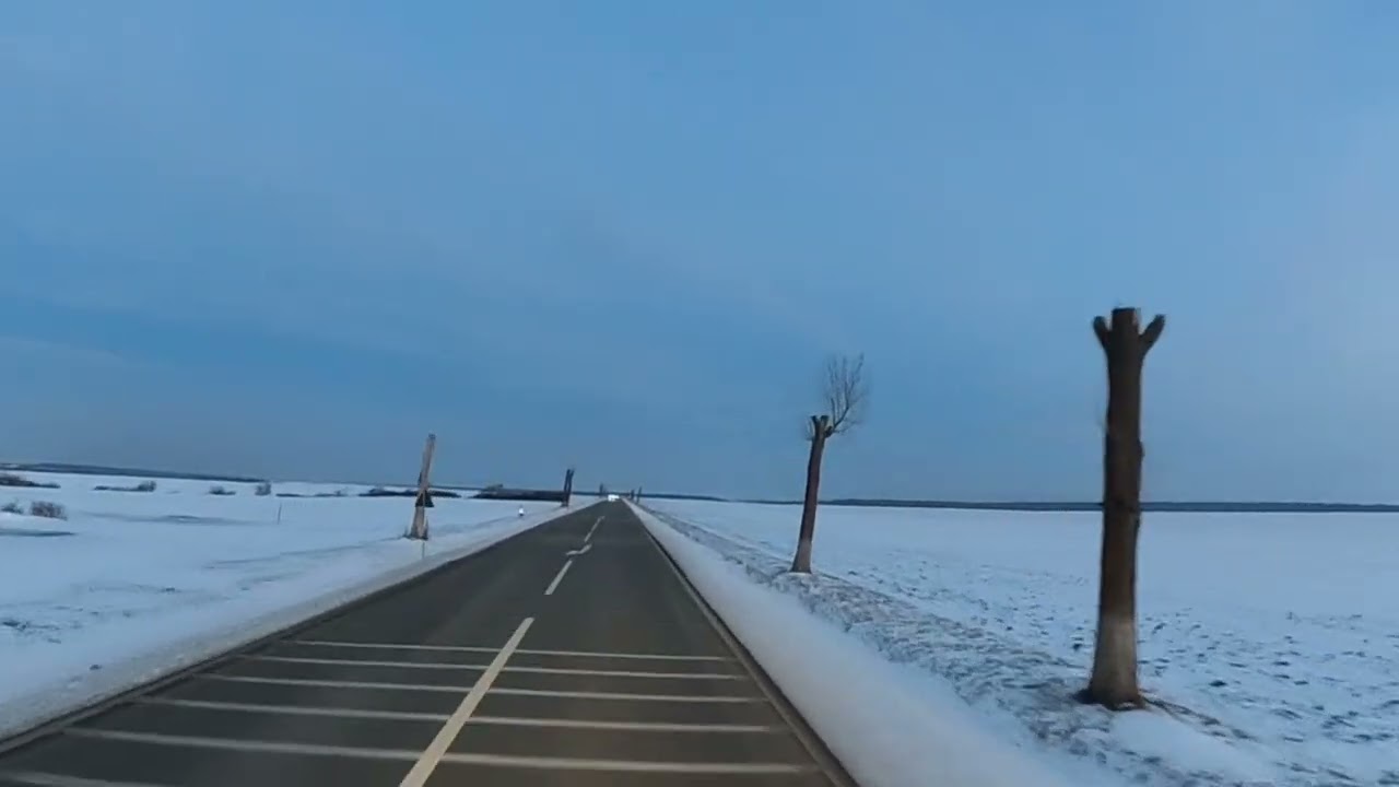 Relaxing Winter Drive at Sunset