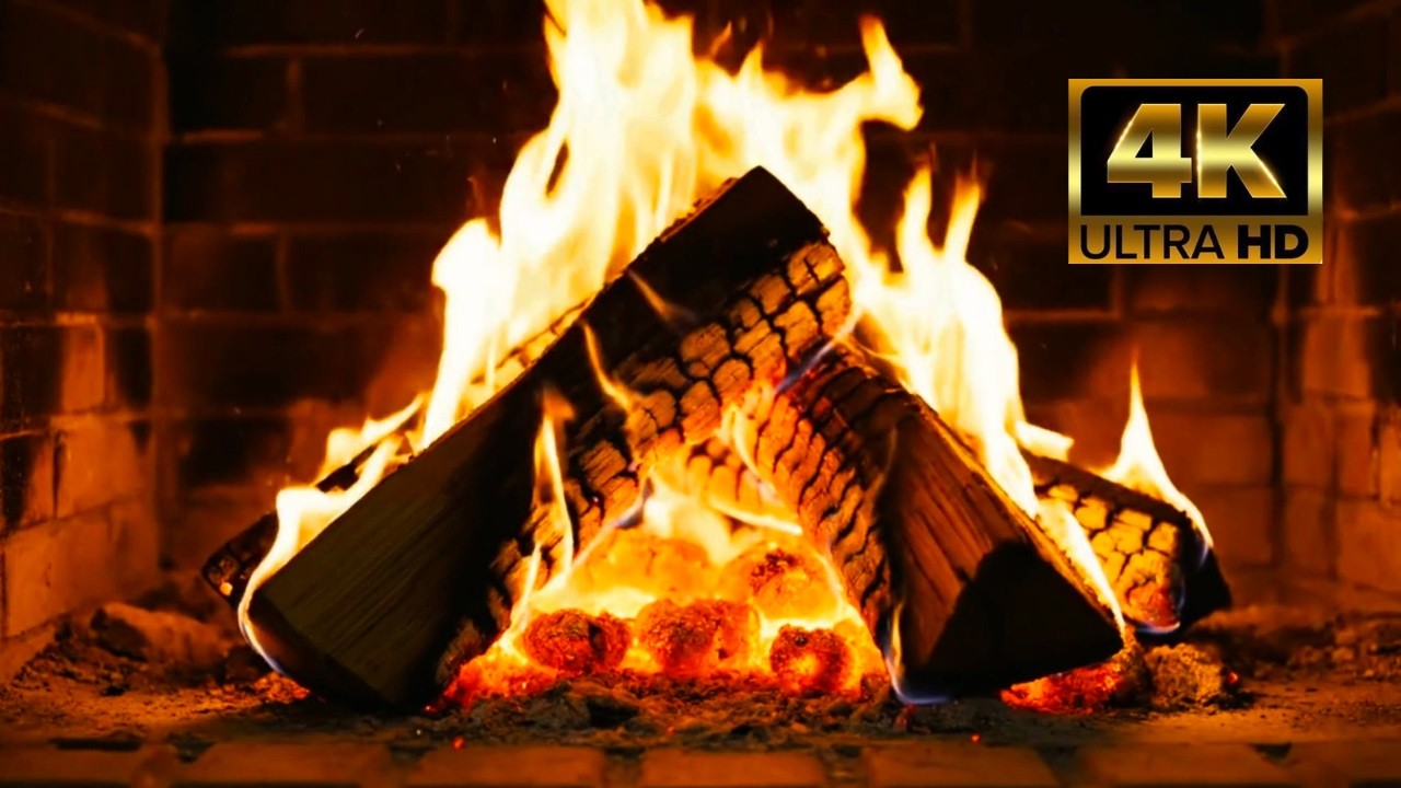4K Fireplace (16 Minutes) 🔥 Real Crackling Fire Sounds | Relaxing Background Ambience 