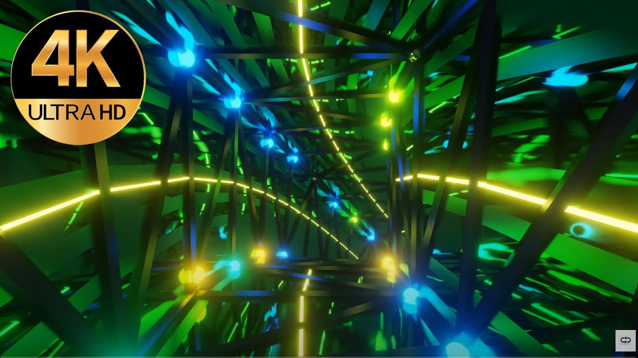 10 hour 4k TV Metallic light fast moving tunnel abstract video background Loop, no sound, party