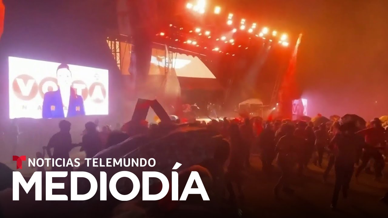 Este es el momento cuando se desploma el escenario donde estaba &Aacute;lvarez M&aacute;ynez | Noticias Telemundo