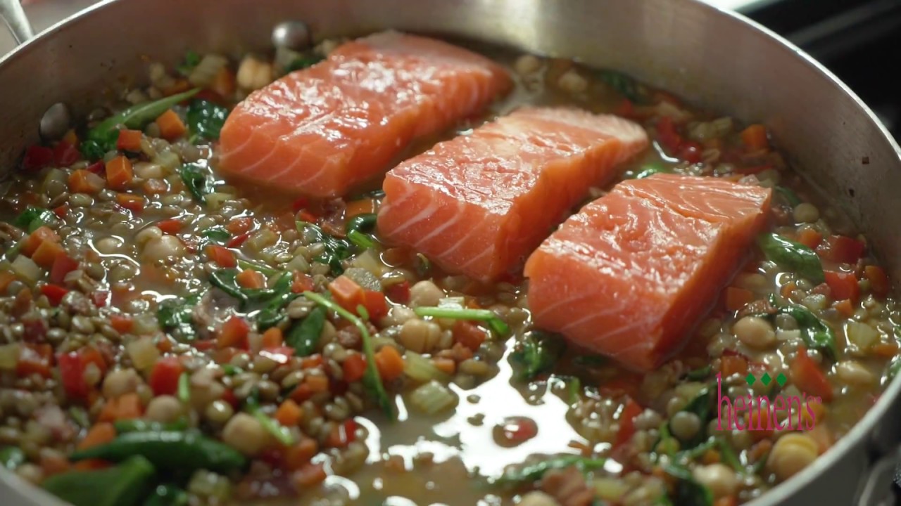 Lentil Stew with Bacon and Fresh Salmon