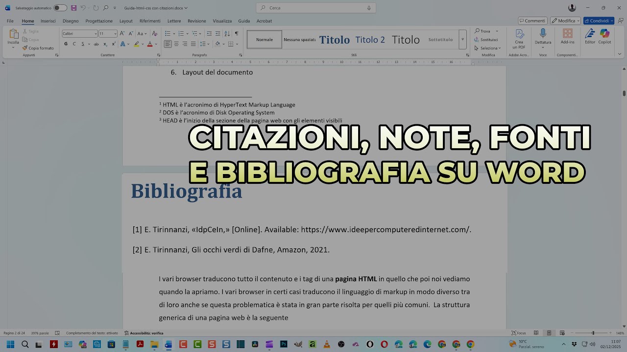 Come inserire citazioni, fonti, bibliografia, note a piè di pagina e di chiusura su Word