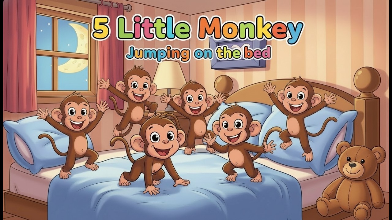Five Little Monkeys Jumping On The Bed | Children Nursery Rhyme