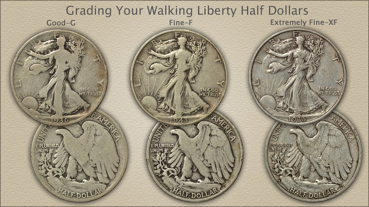 Оценка состояния монет Walking Liberty Half Dollar.
