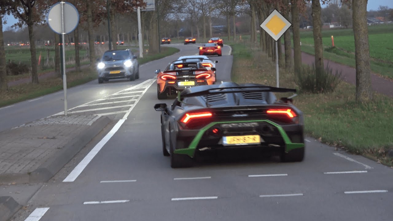 Supercars Accelerating LOUD! Novitec 812, Aventador S FLAMES, Capristo R8, STO, 600LT, C8, GT4RS, F8