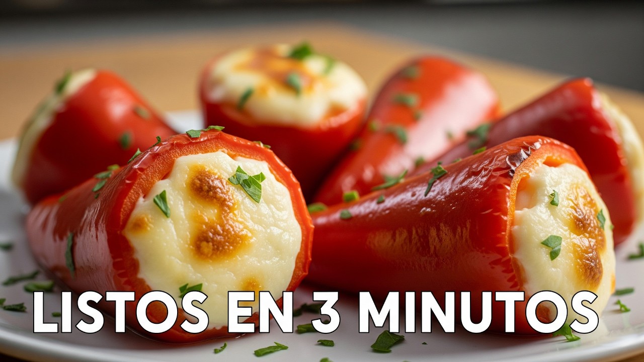 Solo 3 INGREDIENTES y 3 MINUTOS 🔥 ¡Pimientos rellenos fáciles y deliciosos!