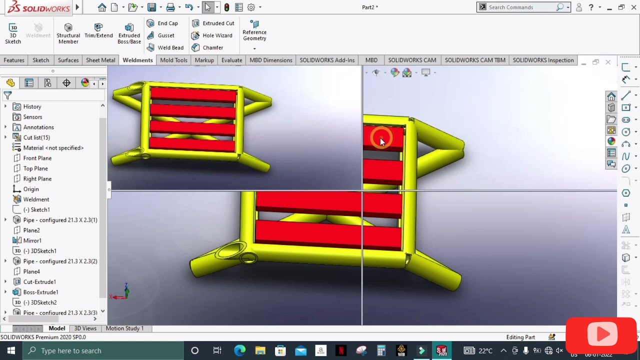 🔥 Solidworks Weldment Tutorials || Sitting benchwise making in SolidWorks 👍