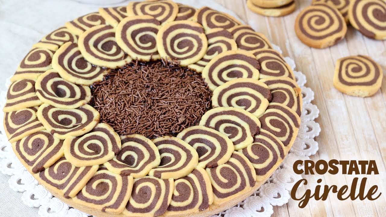 CROSTATA DI GIRELLE BICOLORE CON CREMA AL CIOCCOLATO Ricetta facile