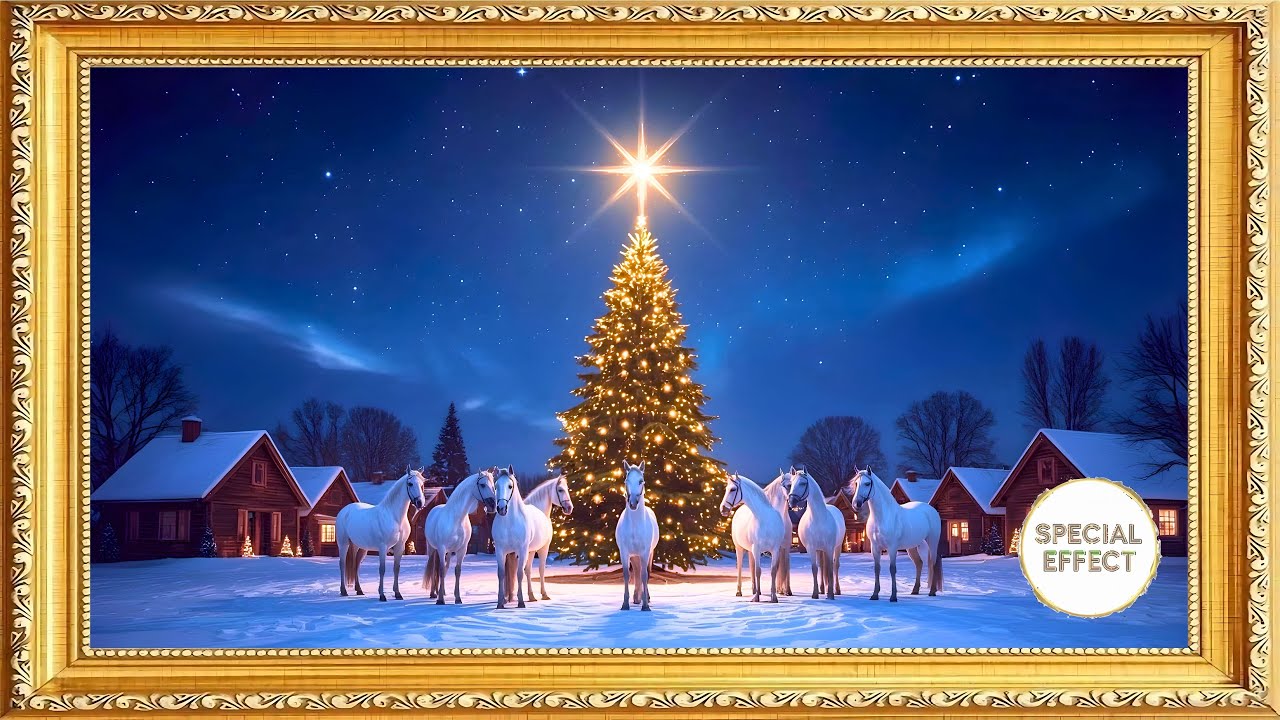 Animated Northern Star Horses in Alpine Night | Frame TV Art for Wealth & Stability [4K UHD]