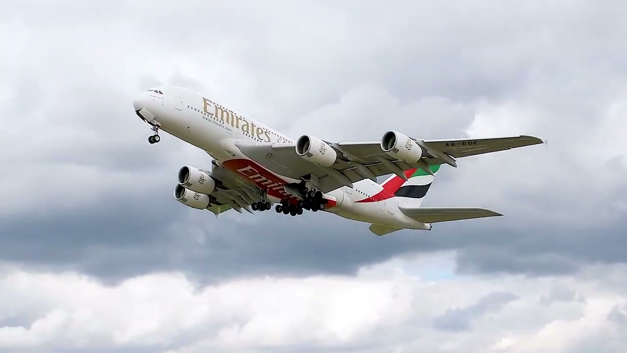 Emirates A380 - Takeoff at Manchester Airport