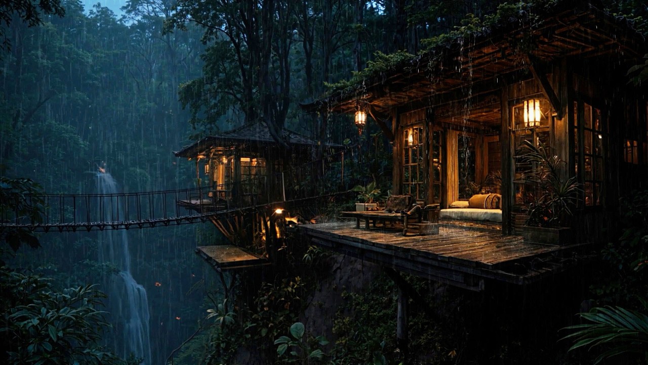 Gentle Night Rain Falling Softly Around a Secluded Woodland Cabin 🌧️🌲 | Peaceful Deep Sleep Ambience