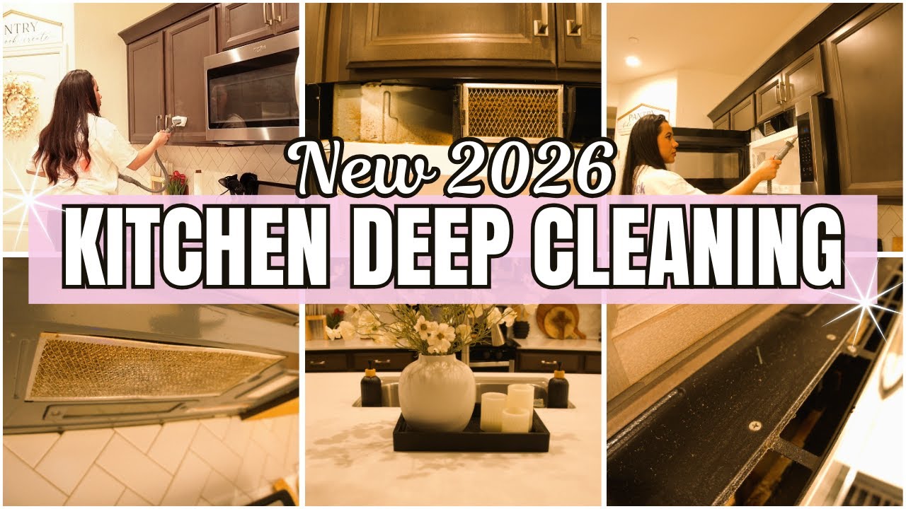 REALISTIC KITCHEN DEEP CLEAN WITH ME | MICROWAVE + CABINET RESET MOTIVATION