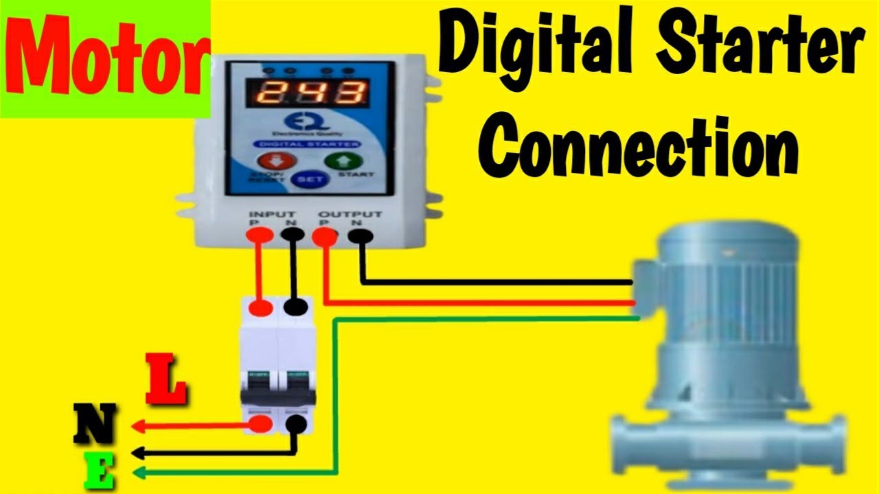 Single Phase Motor Connection with Digital Starter || Motor Digital Starter Wiring Diagram