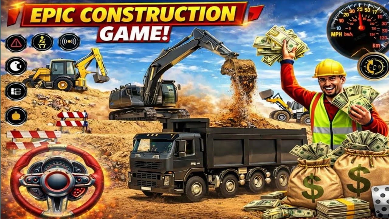 Heavy Equipment Construction Simulator Gameplay | Bulldozer & Crane Work!