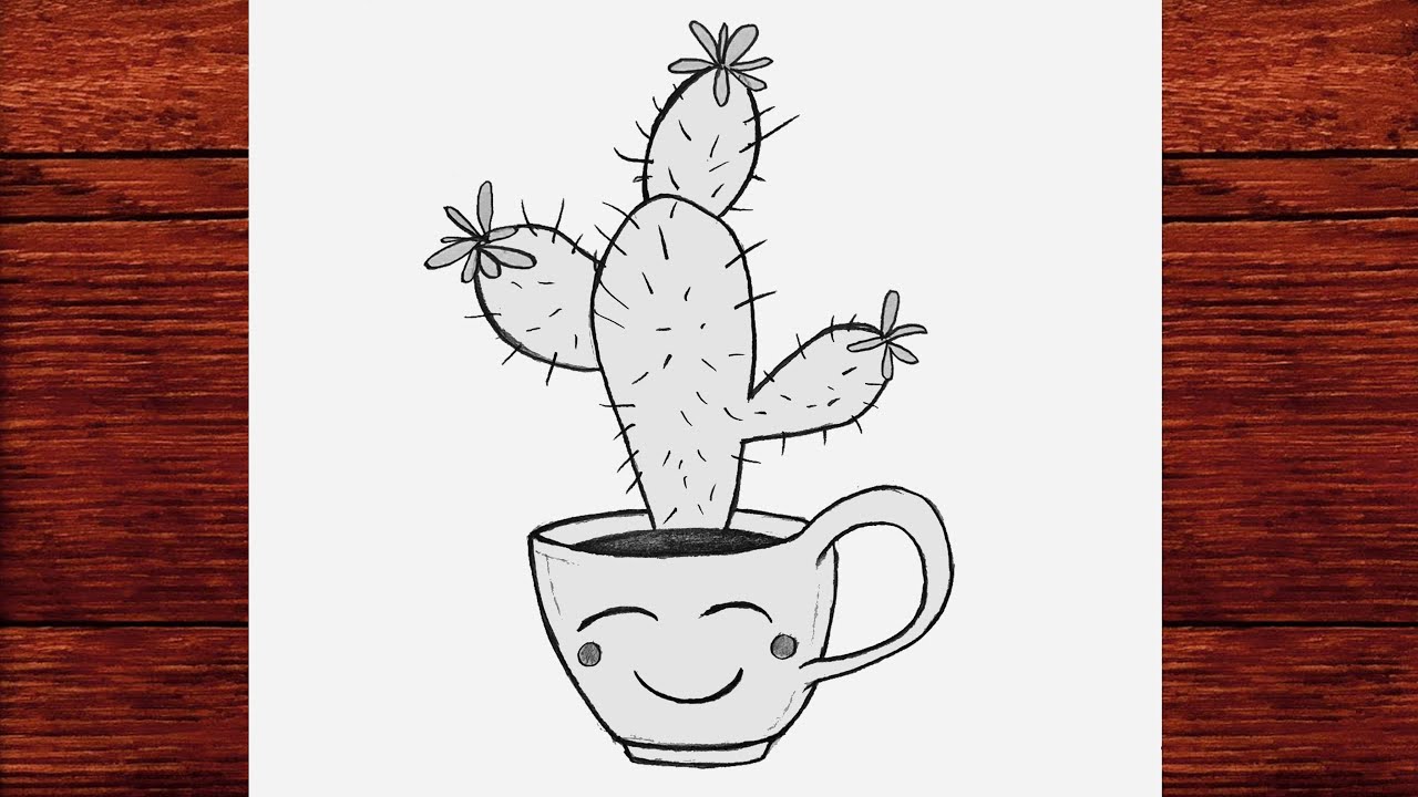 Saksıda Kaktüs Çizimi Adım Adım Nasıl Yapılır - Çok Kolay Karakalem Çizimleri - Çizim Mektebi [2021]