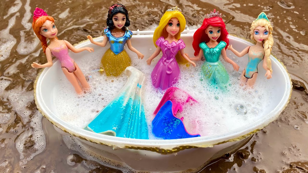 Satisfying ASMR Cleaning! Help Elsa, Anna & Ariel Get Clean Again