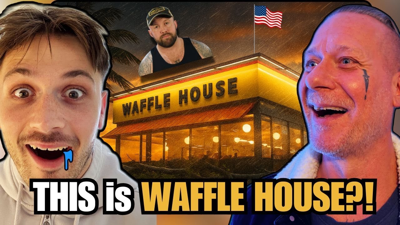 Европейские папа и сын реагируют на WAFFLE HOUSE — Римский Колизей Юга?!
