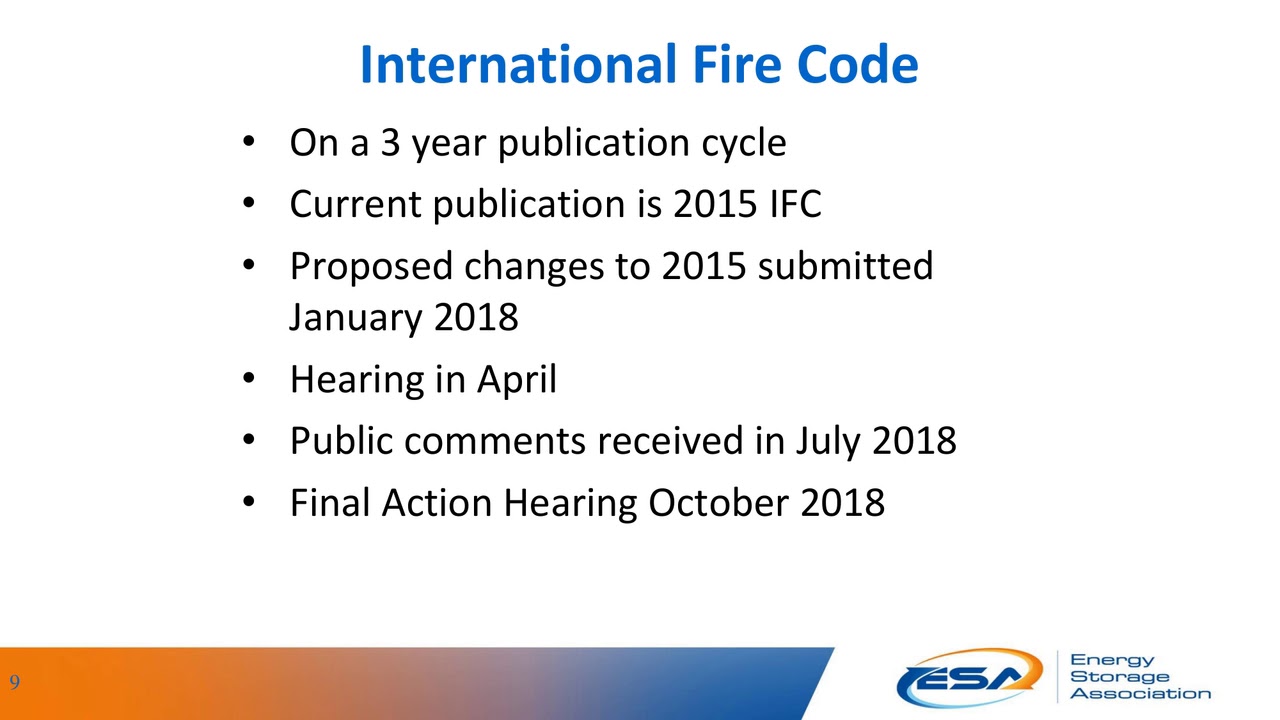 NFPA Standard 855 and the International Fire Code