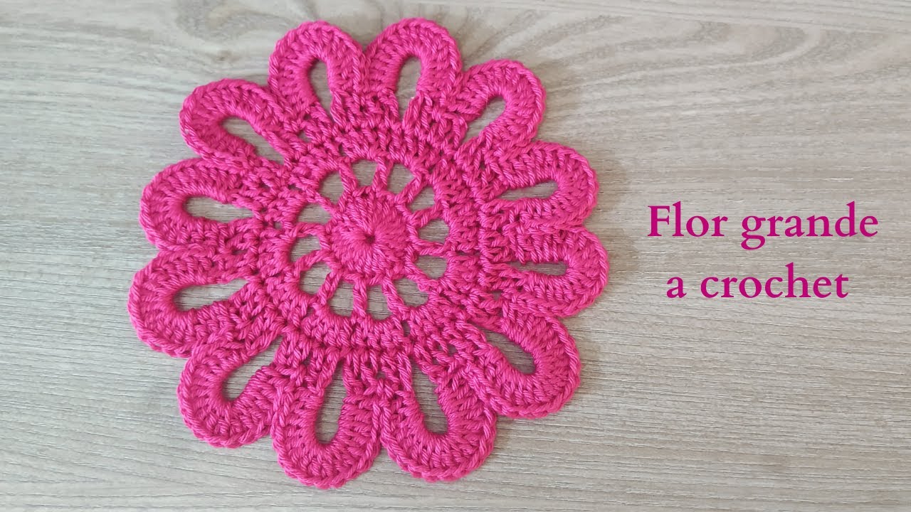 Flor Grande a Crochet Fácil Paso a Paso