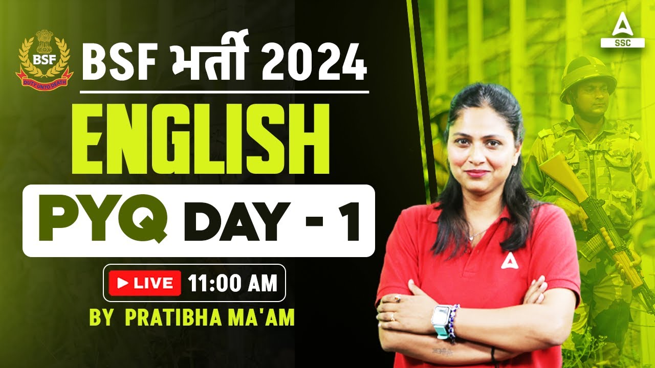 BSF Classes 2024 | BSF HCM & ASI English Classes 2024 | By Pratibha Mam | Previous Year Questions #1