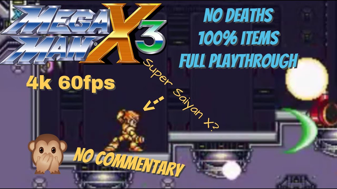 Mega Man X3 - 100% No Deaths Full Playthrough [4k 60fps] (No Commentary)