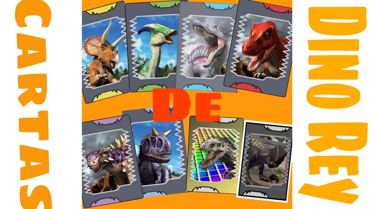 Dino Rey Cartas de Dinosaurios y asta de híbridos