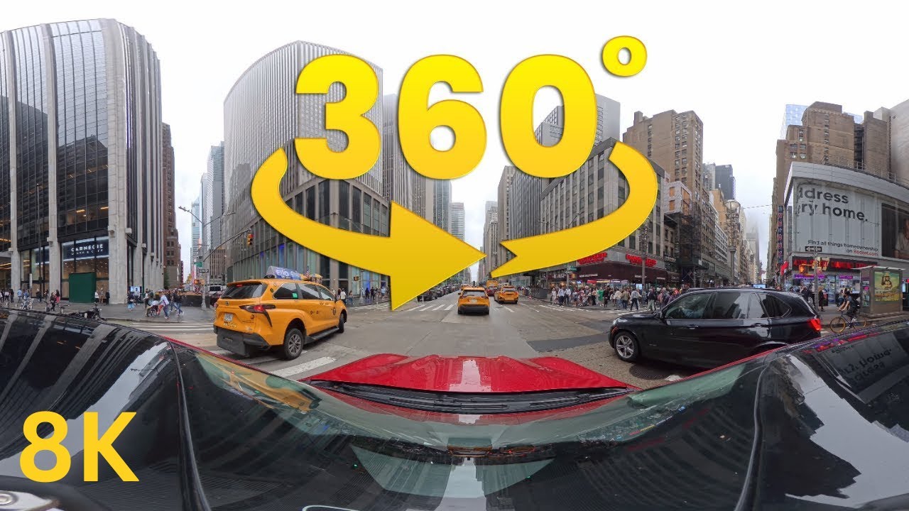 360° VR Drive Up 6th Avenue – Midtown Manhattan on a Cloudy NYC Day (8K)