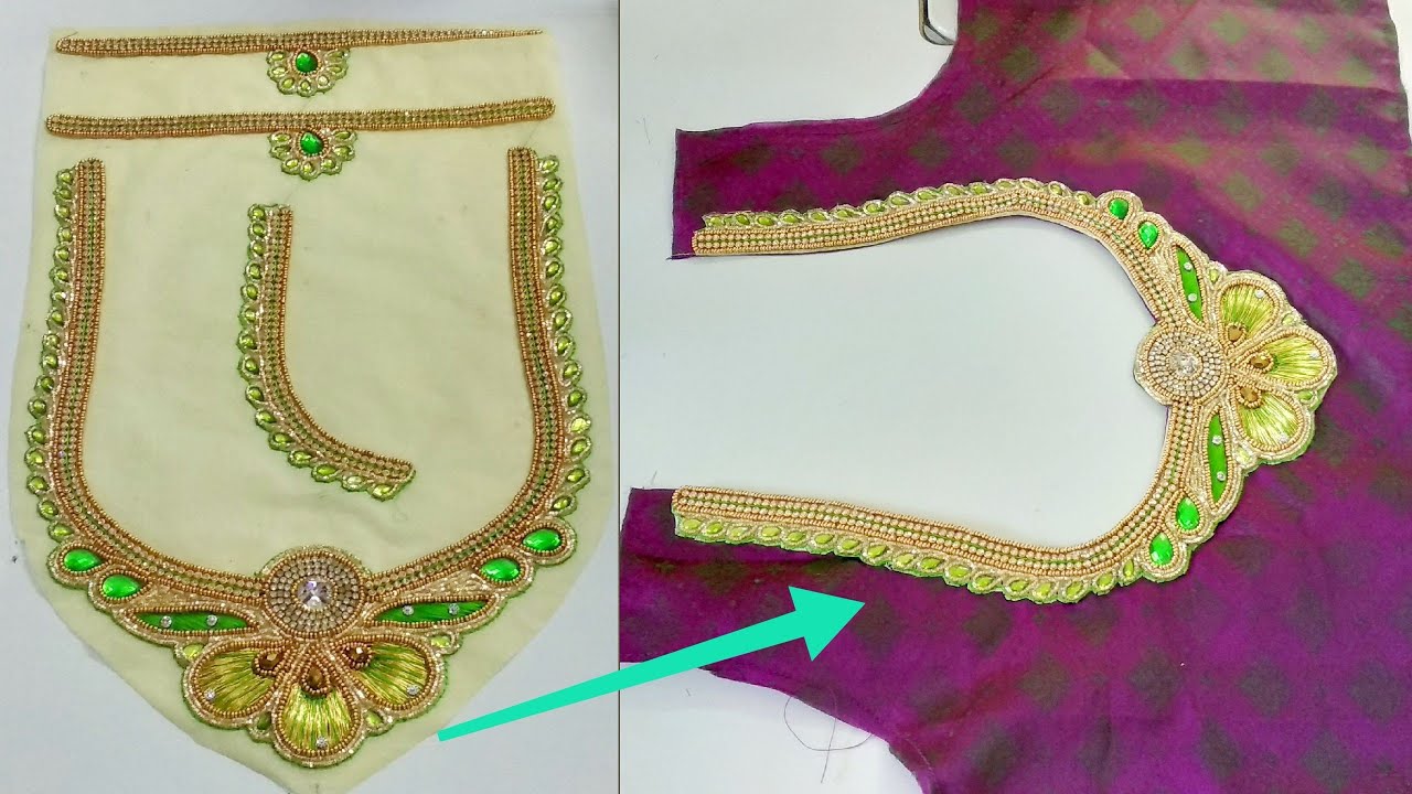 Readymade Patch Work Neck Attachment For Blouse ||Designer Blouse Cutting And Stitching