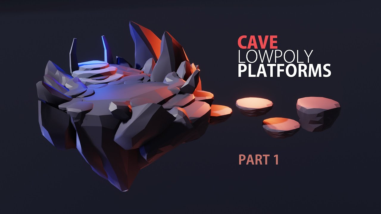 Creating LOWPOLY cave assets in Blender | Blender Speed Modeling | 3d Lowpoly Cave Design (1/3)