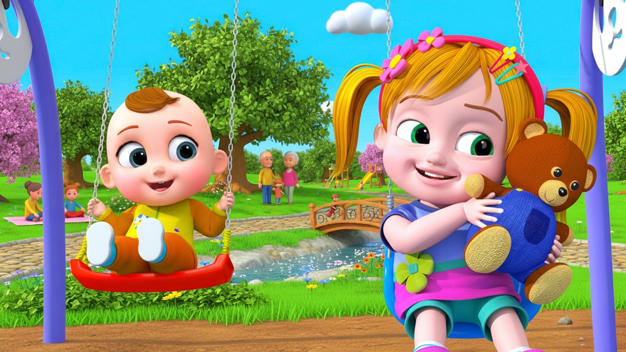 Baby & Dolly’s Playground Adventure with Teddy 🛝 Fun Day Out | 3D Cartoon for Toddlers Kids Story