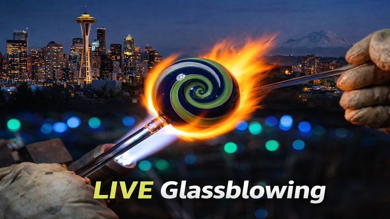 LIVE Glassblowing – Seattle Blue & Green Marble, Pacific Northwest Edition • Cinematic at 4000°