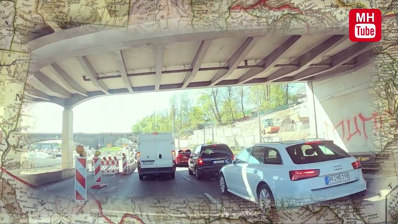 Eine Fahrt auf der Bundesstraße 10 und 14 durch Stuttgart