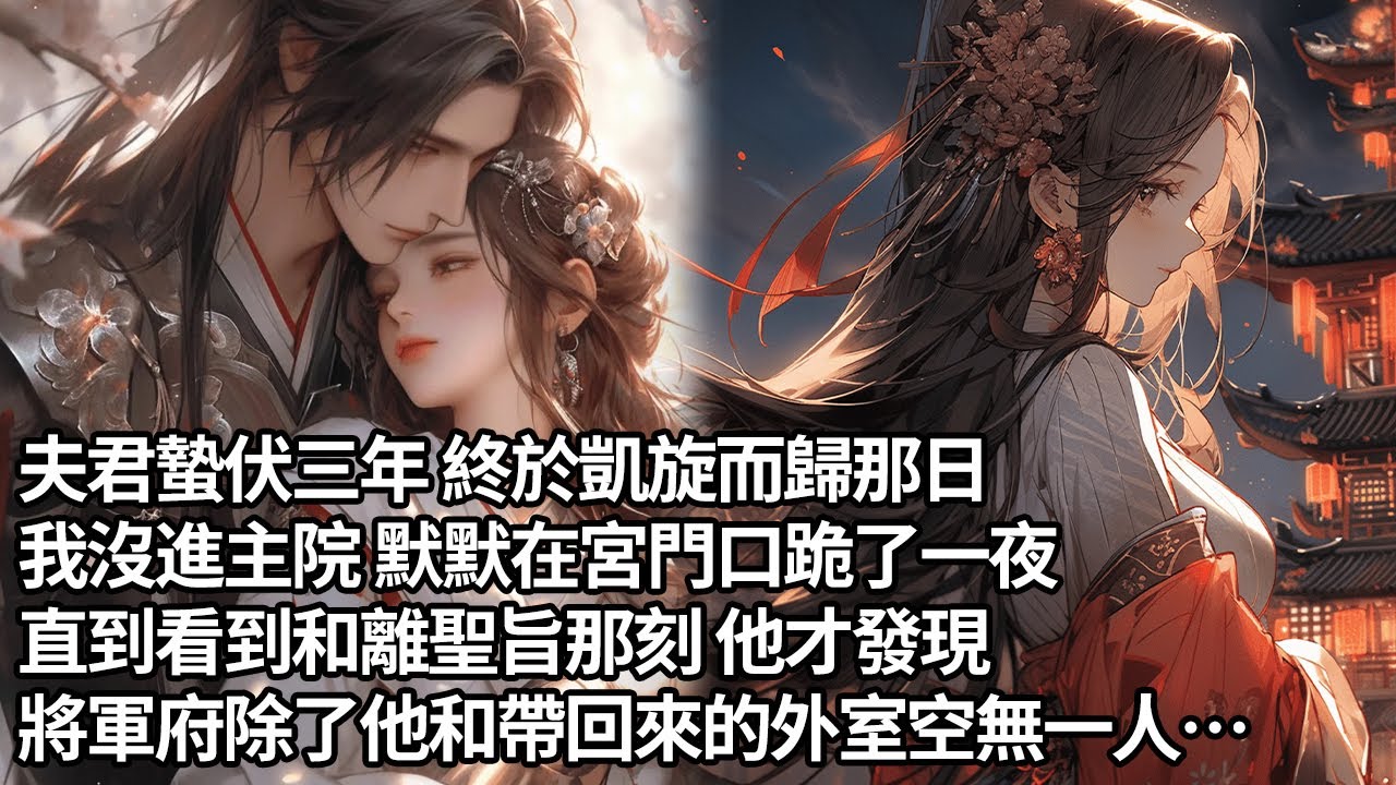 【一口氣看完】夫君蟄伏三年 終於凱旋而歸那日，我沒進主院 默默在宮門口跪了一夜，直到看到和離聖旨那刻 他才發現，將軍府除了他和帶回來的外室空無一人…