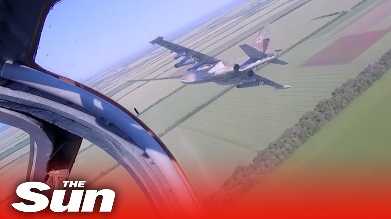 Russian Su-25 fighter jets attack Ukrainian targets with air rocket strikes