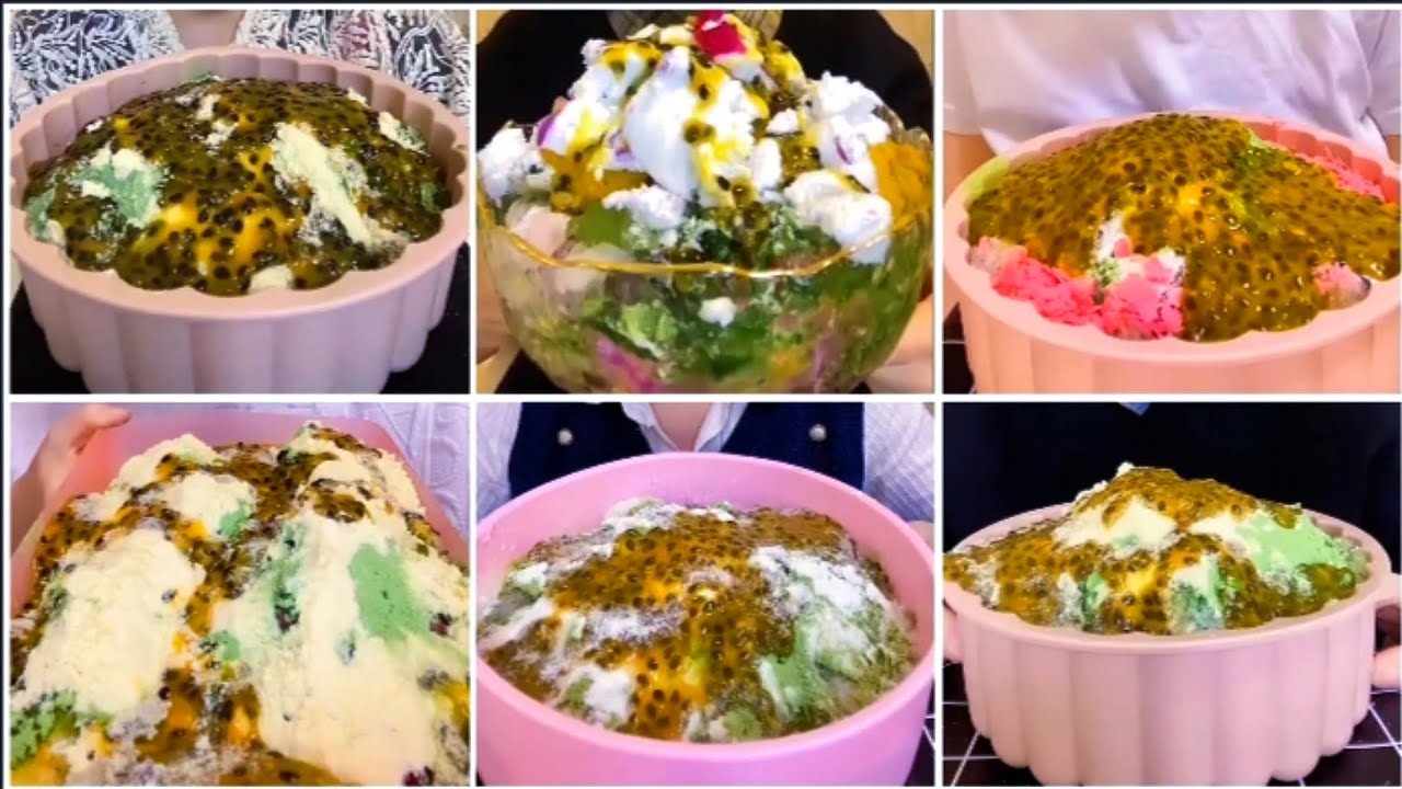 NANA || matcha and Passion fruit ice eating asmr || only bites || finished bowls