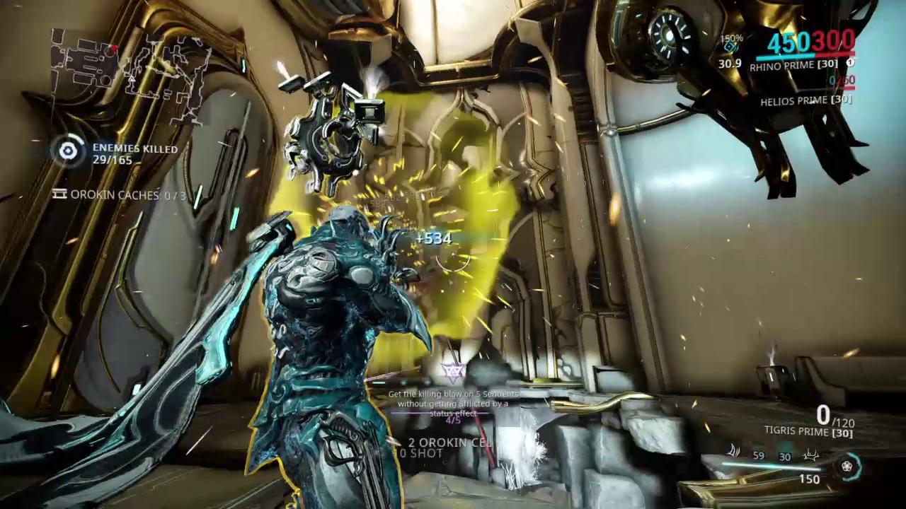 Warframe - Get the killing blow on 5 Sentients without getting afflicted by a status effected.