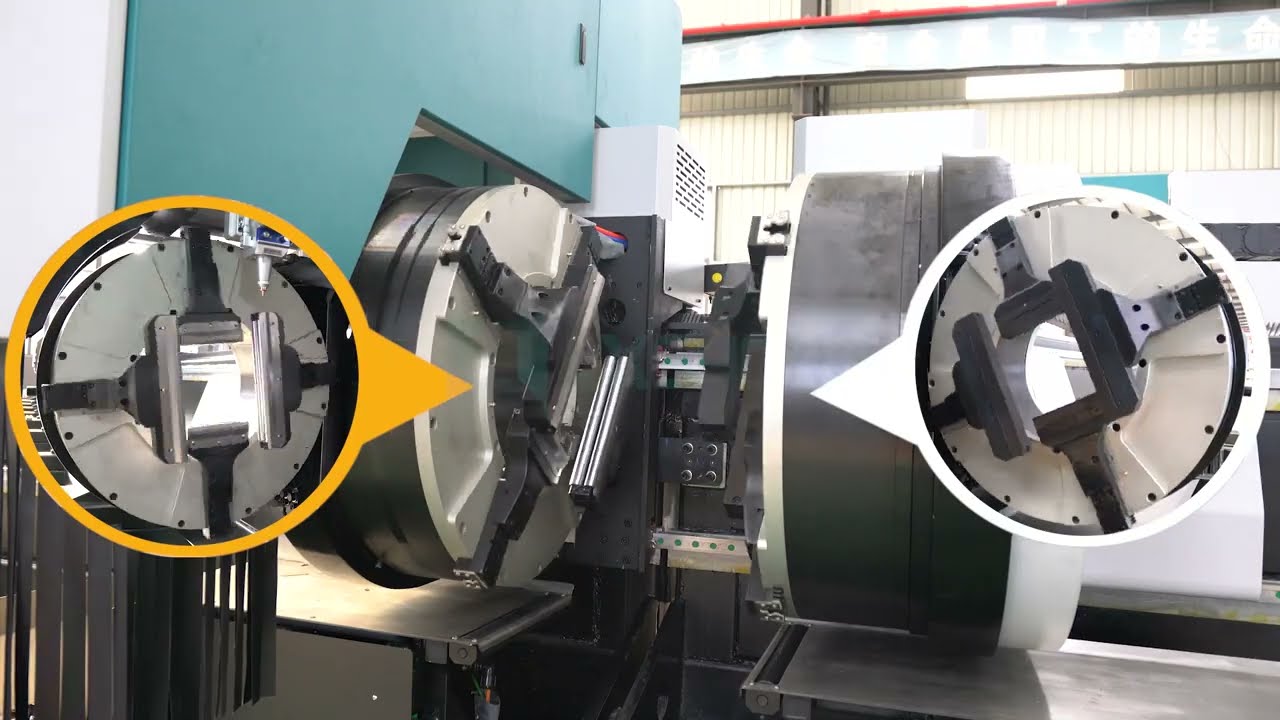 Three-chuck laser pipe cutting machine demonstration video