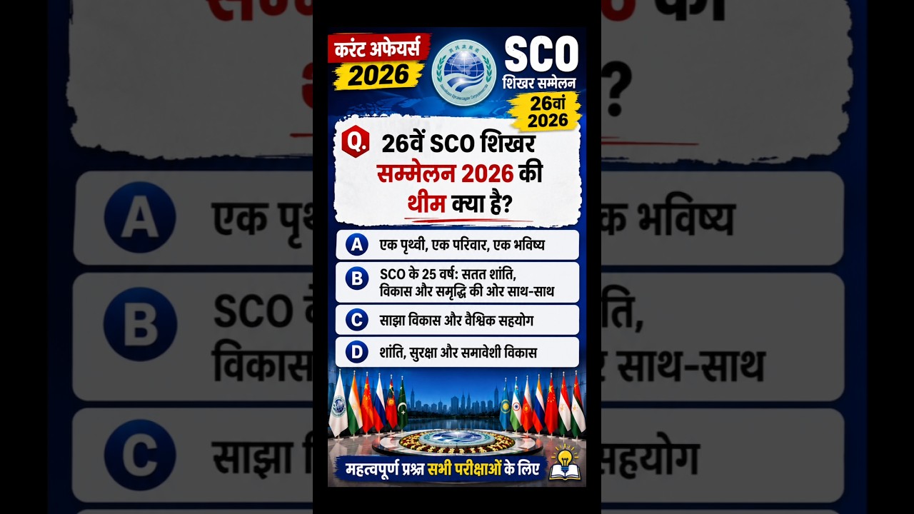 26th SCO Summit 2026 Theme #scosummit2026 #currentaffairs2026
