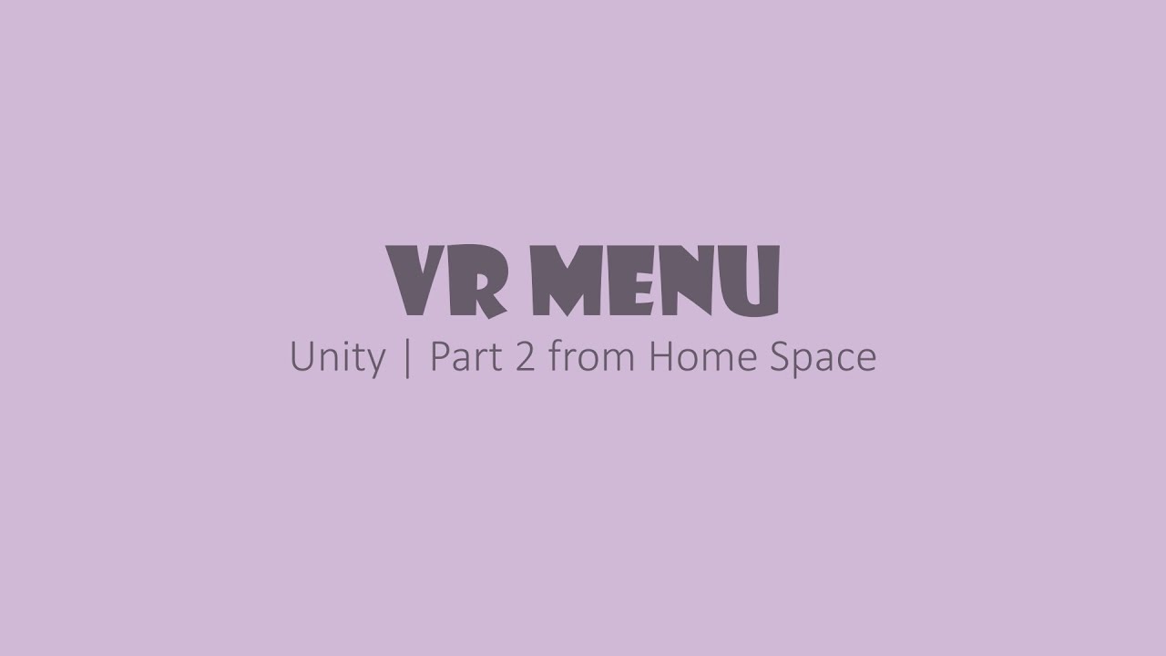 10: VR Menu Control