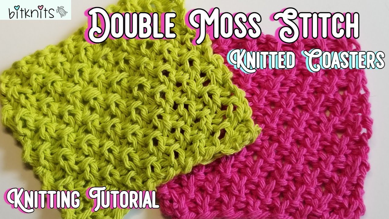 Double Moss Stitch Knitted Coaster Tutorial - Stitch Tutorial