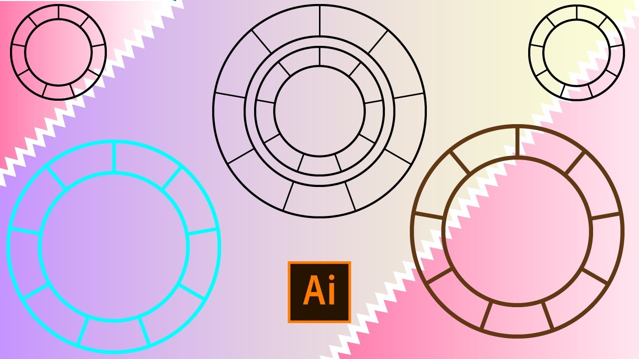 CORTAR/DIVIDIR CÍRCULO EN ILLUSTRATOR💥⏩Crea un círculo recortado en partes desiguales en Illustrator
