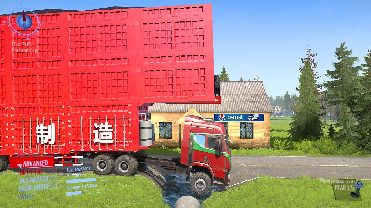 Spintires: mudrunner gameplay | The road is muddy, with strong water currents and high speeds Ep07