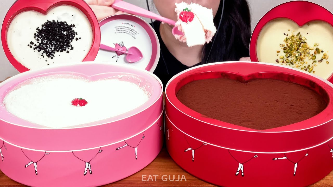 🍓딸기우유 티라미수 피스타치오 쿠앤크❤️깨먹는 하트 티라미수❤️디저트 먹방 Tiramisu Cake Dessert Mukbang Asmr