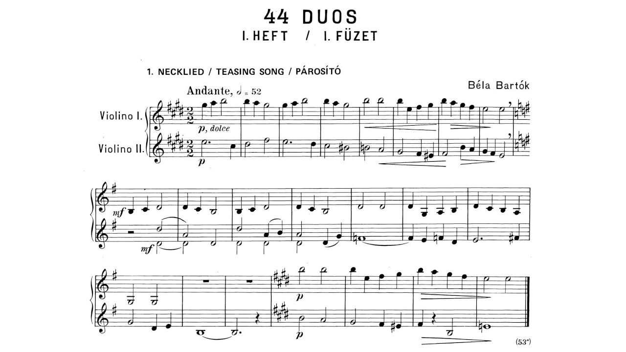 Béla Bartók - 44 Duos for Two Violins, Sz. 98
