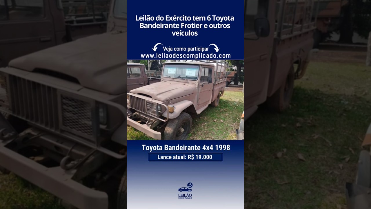 Leil&atilde;o do Ex&eacute;rcito tem 6 Toyota Bandeirante Frotier e outros ve&iacute;culos