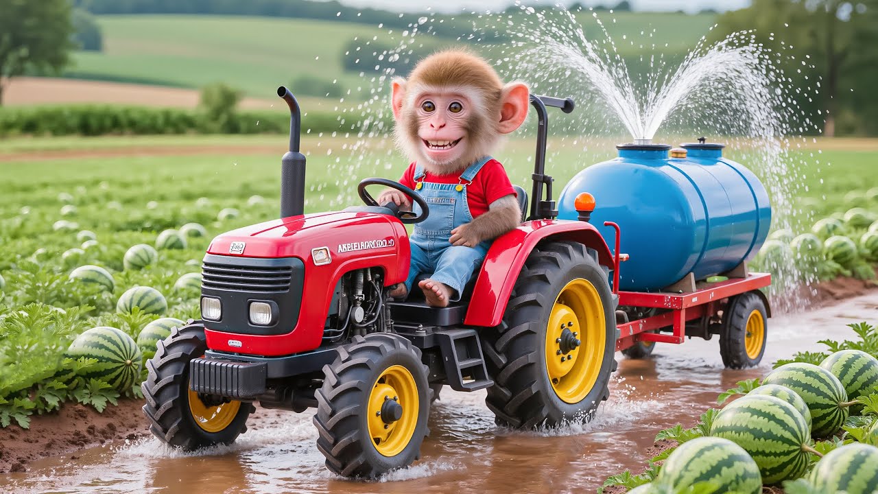 Monkey NaNa Fights a HARSH Drought! His Water Tractor Saves the Watermelon Farm in a SHOCKING Way!😱