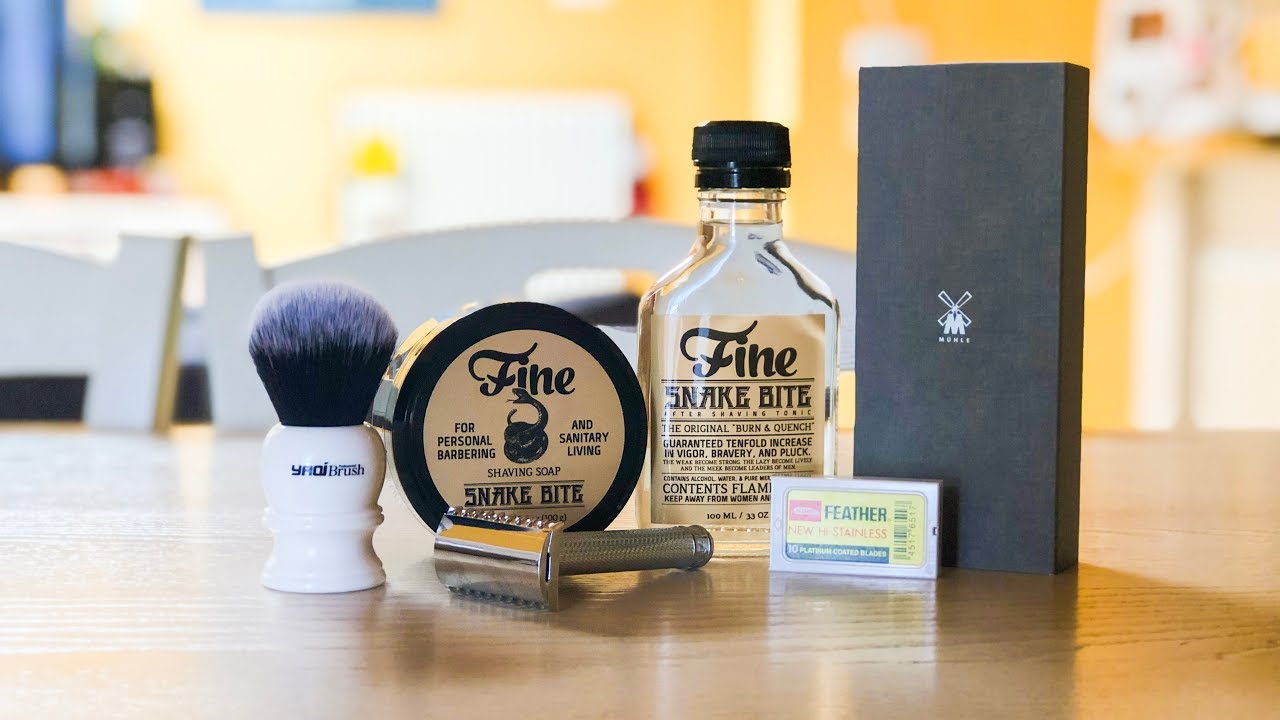 Fine Snake Bite (sapone e aftershave) - Muhle R41 - Feather - Yaqi Tuxedo 22mm